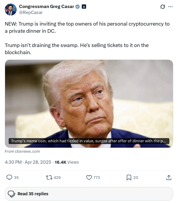 Screenshot of Archived Tweet